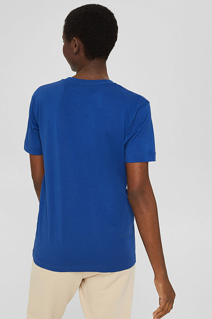 T-shirt à imprimé logo, coton bio, BRIGHT BLUE, detail image number 3