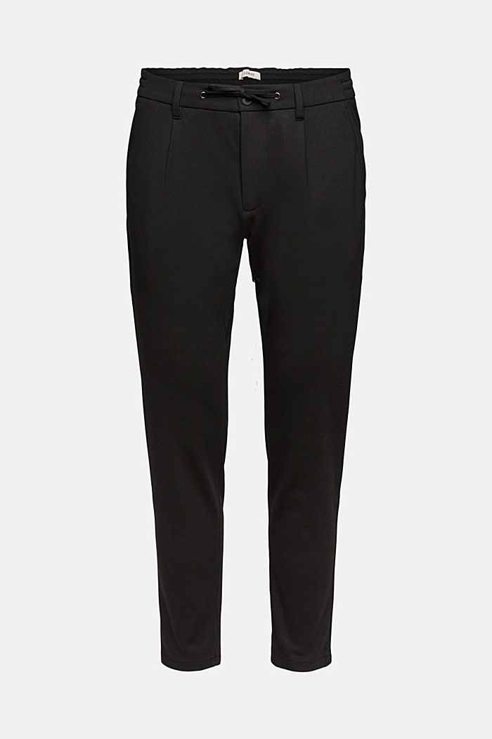 Pantalon stretch à taille élastique, BLACK, overview