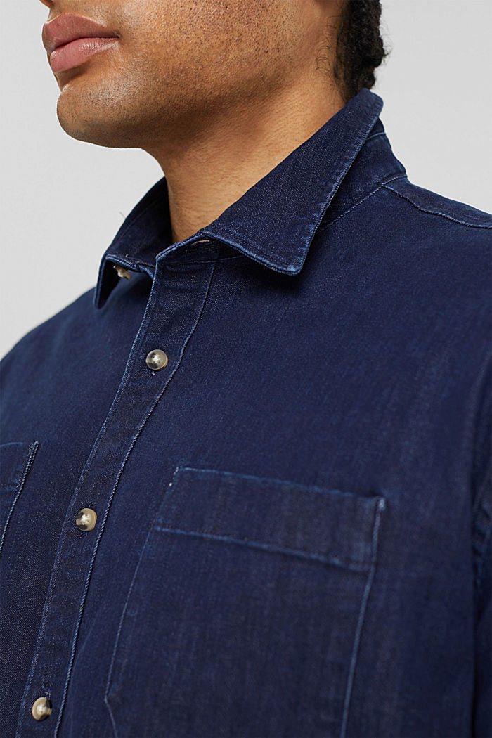 En matière recyclée : la chemise en jean en coton bio mélangé, BLUE RINSE, detail image number 2
