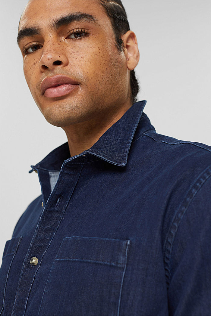 Made of recycled material: Denim shirt in organic blended cotton