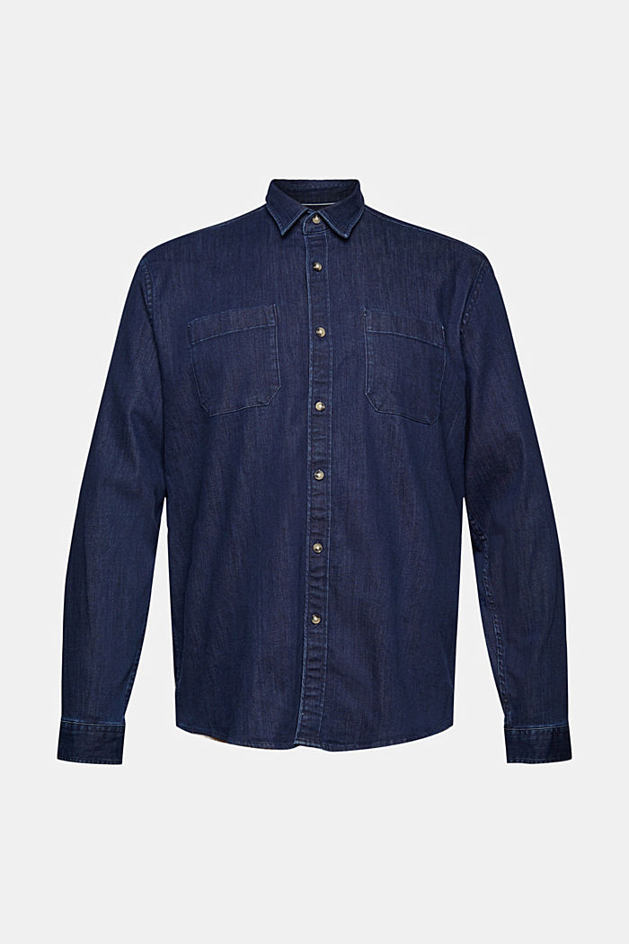Made of recycled material: Denim shirt in organic blended cotton