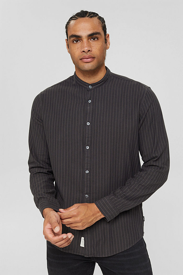 Striped shirt in organic cotton, ANTHRACITE, detail image number 0