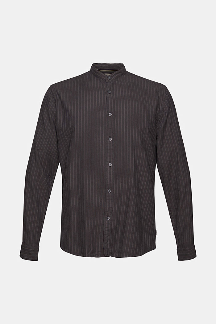 Striped shirt in organic cotton, ANTHRACITE, overview