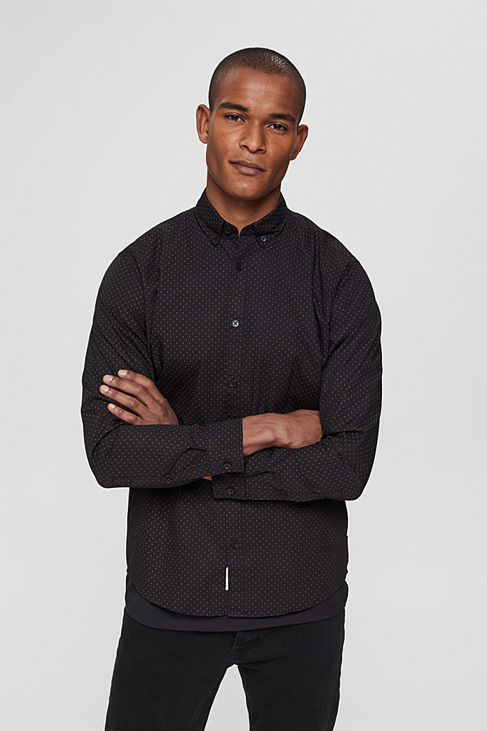 Chemise à motif en coton, BLACK, overview