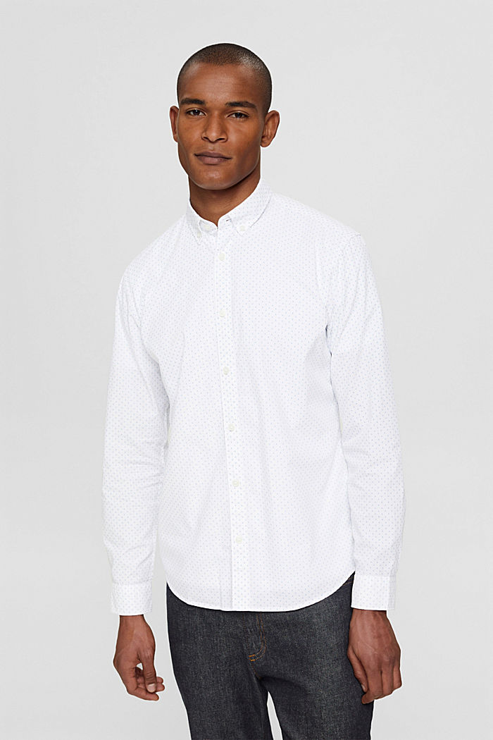 Chemise à motif en coton, WHITE, overview
