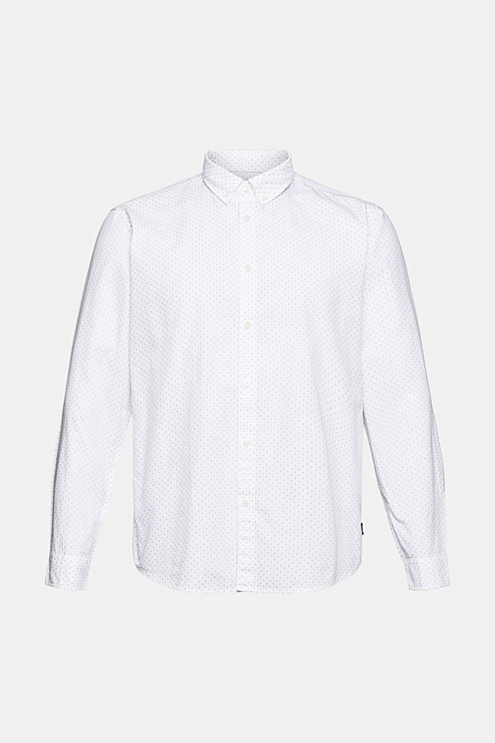 Gemustertes Hemd aus Baumwolle, WHITE, overview