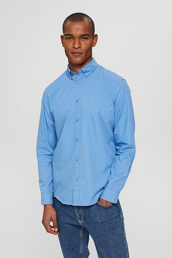 Chemise à motif en coton, BLUE, detail image number 0
