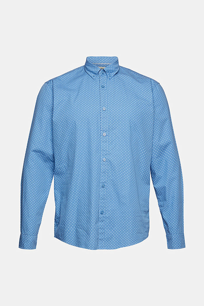 Gemustertes Hemd aus Baumwolle, BLUE, overview