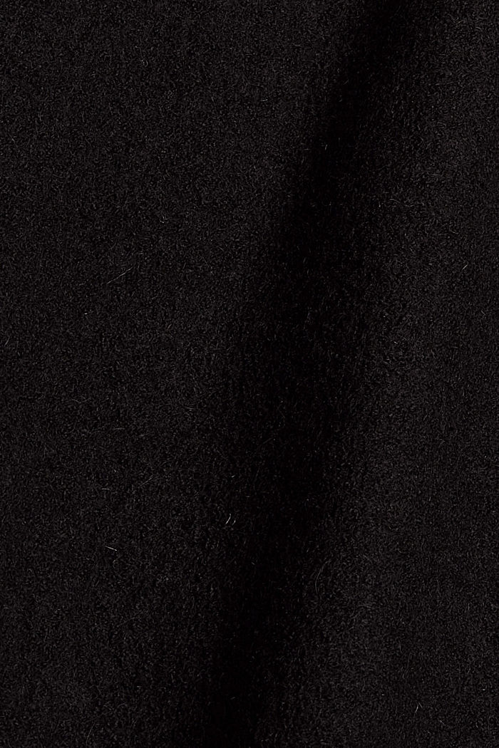 Met wol: jas met kraag van imitatiebont, BLACK, detail image number 4