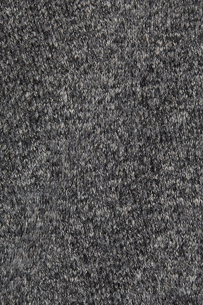Kierrätettyä: pystykauluksellinen villasekoiteneulepusero, DARK GREY, detail image number 4