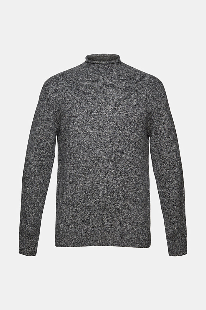 Reciclado: jersey en mezcla de lana con cuello alto, DARK GREY, detail image number 6