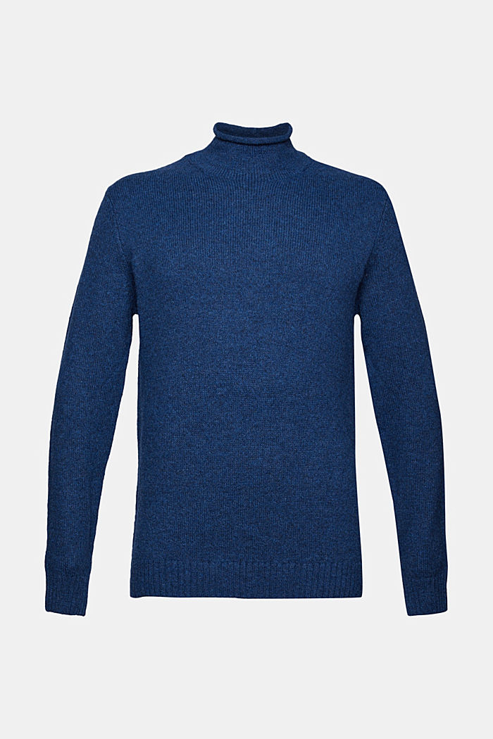 Reciclado: jersey en mezcla de lana con cuello alto, NEW DARK BLUE, detail image number 6