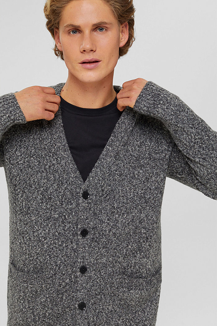 Made of recycled yarn: wool blend knit cardigan