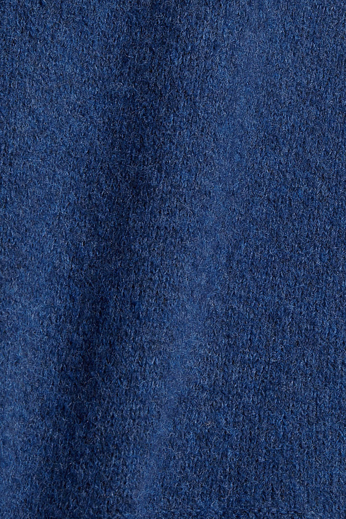 Gerecycled: gebreide hoodie met wol, NEW DARK BLUE, detail image number 4