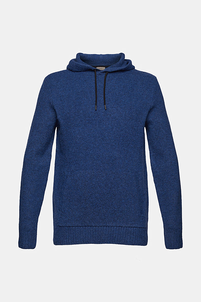 Gerecycled: gebreide hoodie met wol, NEW DARK BLUE, detail image number 5