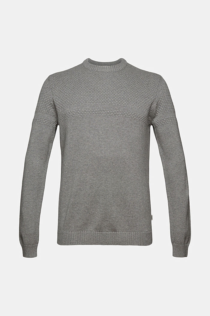 Sweter z fakturowanej dzianiny, bawełna ekologiczna, MEDIUM GREY, detail image number 6