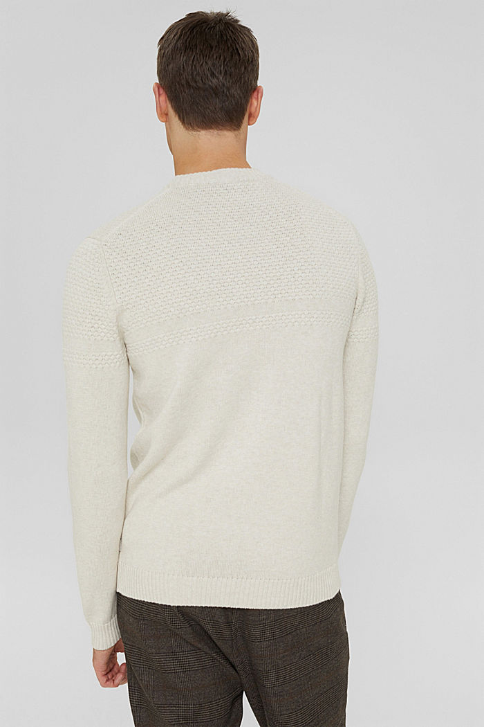 Jersey con diseño de punto texturizado, algodón ecológico, OFF WHITE, detail image number 3