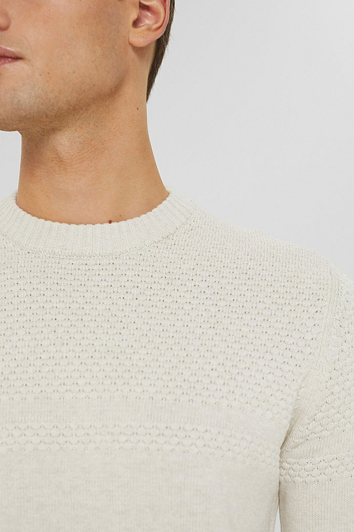 Jersey con diseño de punto texturizado, algodón ecológico, OFF WHITE, detail image number 2