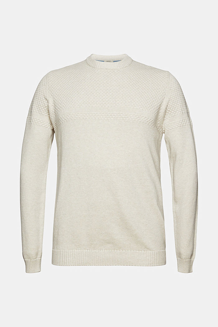 Jersey con diseño de punto texturizado, algodón ecológico, OFF WHITE, detail image number 5