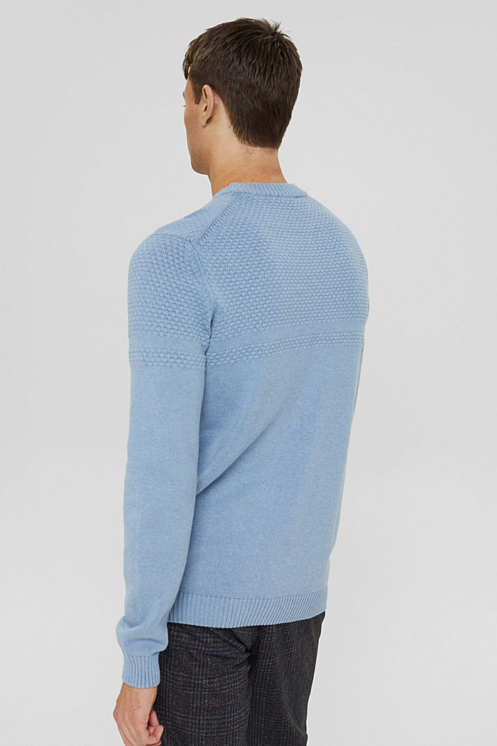 Jersey con diseño de punto texturizado, algodón ecológico, LIGHT BLUE, detail image number 3