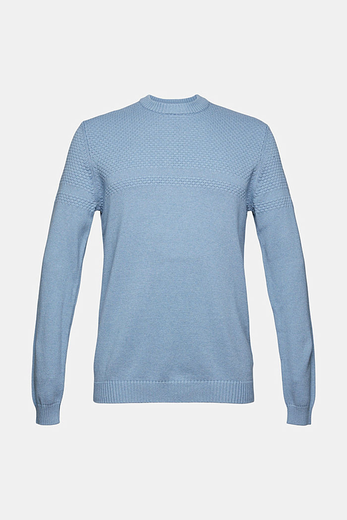 Jersey con diseño de punto texturizado, algodón ecológico, LIGHT BLUE, overview