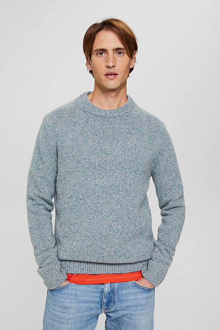 Sweter z mieszanki wełnianej z alpaką, LIGHT BLUE, detail image number 0
