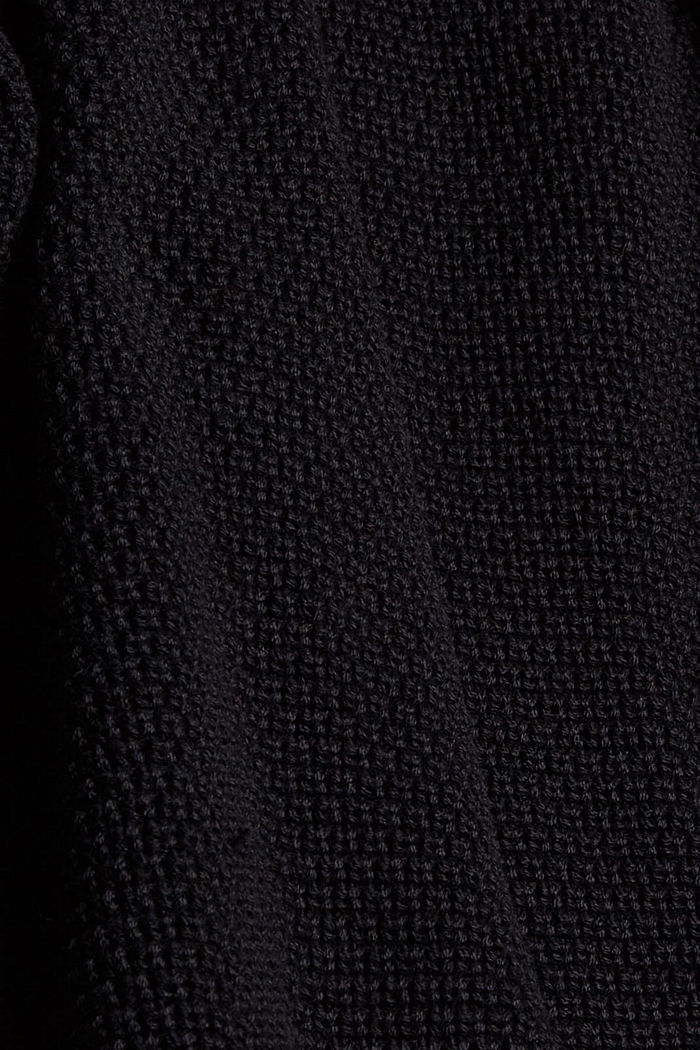 Gebreide trui van biologisch katoen, BLACK, detail image number 4
