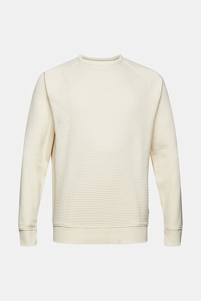 Gerecycled: sweater van een mix van biologisch katoen, OFF WHITE, overview