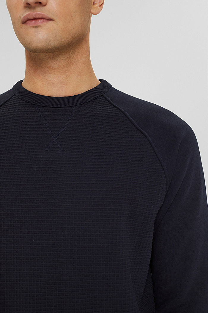 Gerecycled: sweater van een mix van biologisch katoen, NAVY, detail image number 2