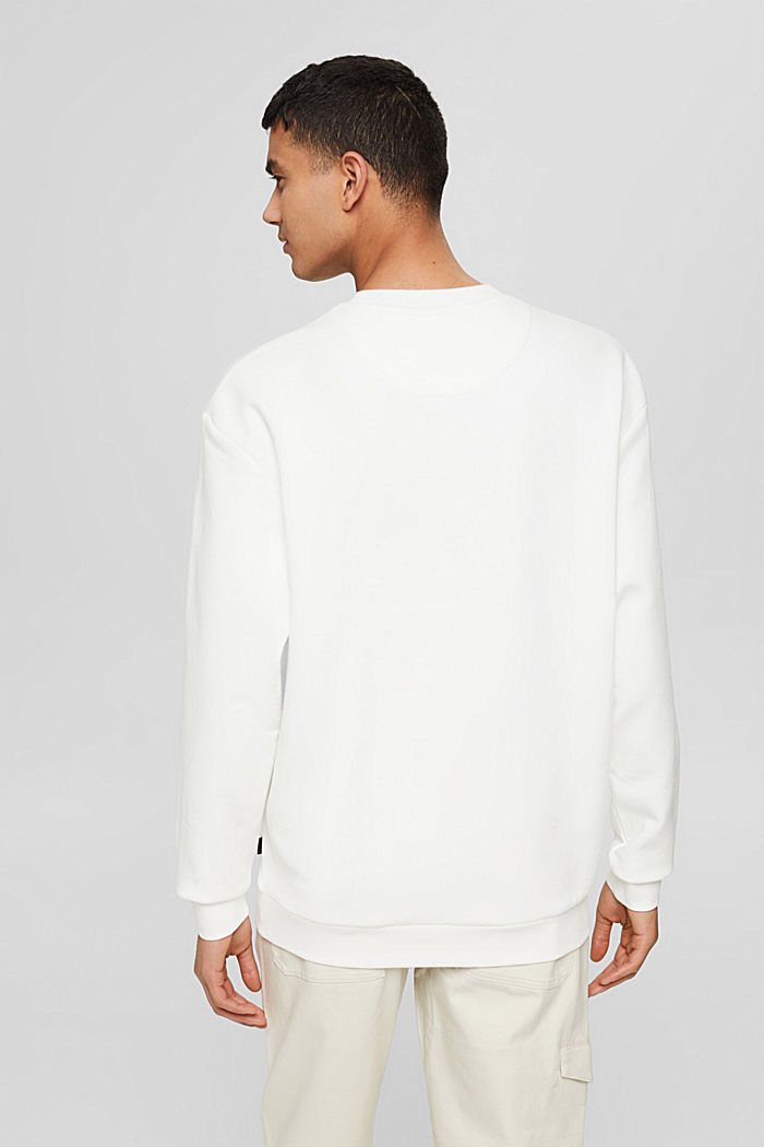 Gerecycled: sweatshirt met logoborduursel, OFF WHITE, detail image number 2