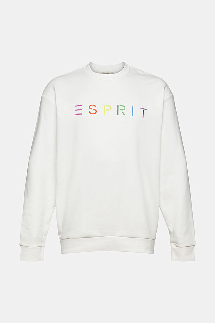 Gerecycled: sweatshirt met logoborduursel, OFF WHITE, detail image number 6