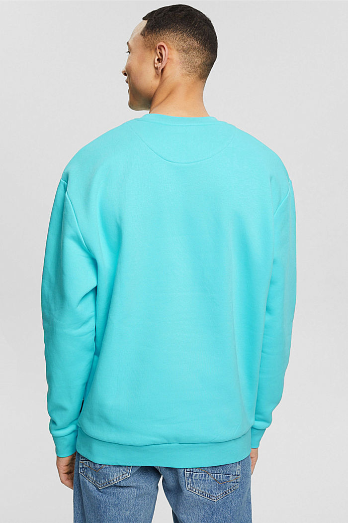 Gerecycled: sweatshirt met logoborduursel, LIGHT AQUA GREEN, detail image number 3