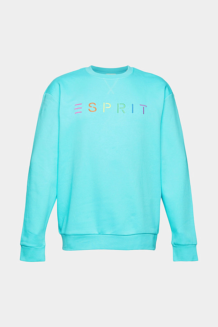Gerecycled: sweatshirt met logoborduursel, LIGHT AQUA GREEN, detail image number 6