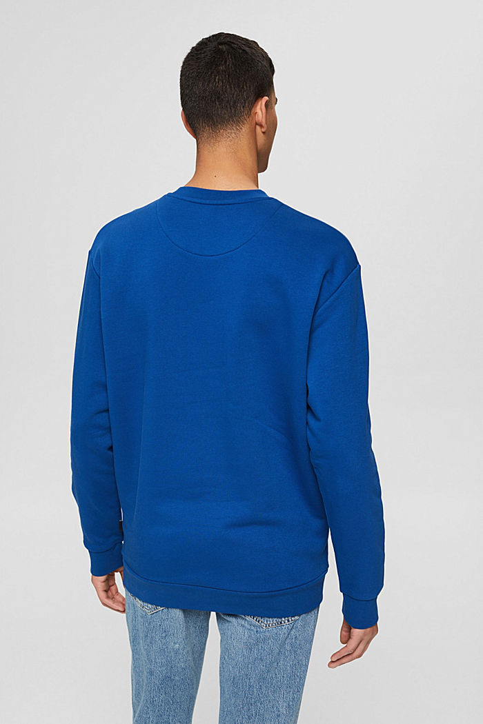 Gerecycled: sweatshirt met logoborduursel, BRIGHT BLUE, detail image number 3