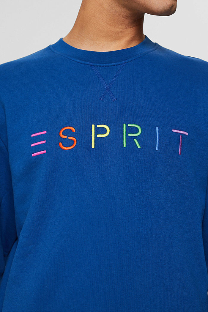 Gerecycled: sweatshirt met logoborduursel, BRIGHT BLUE, detail image number 2
