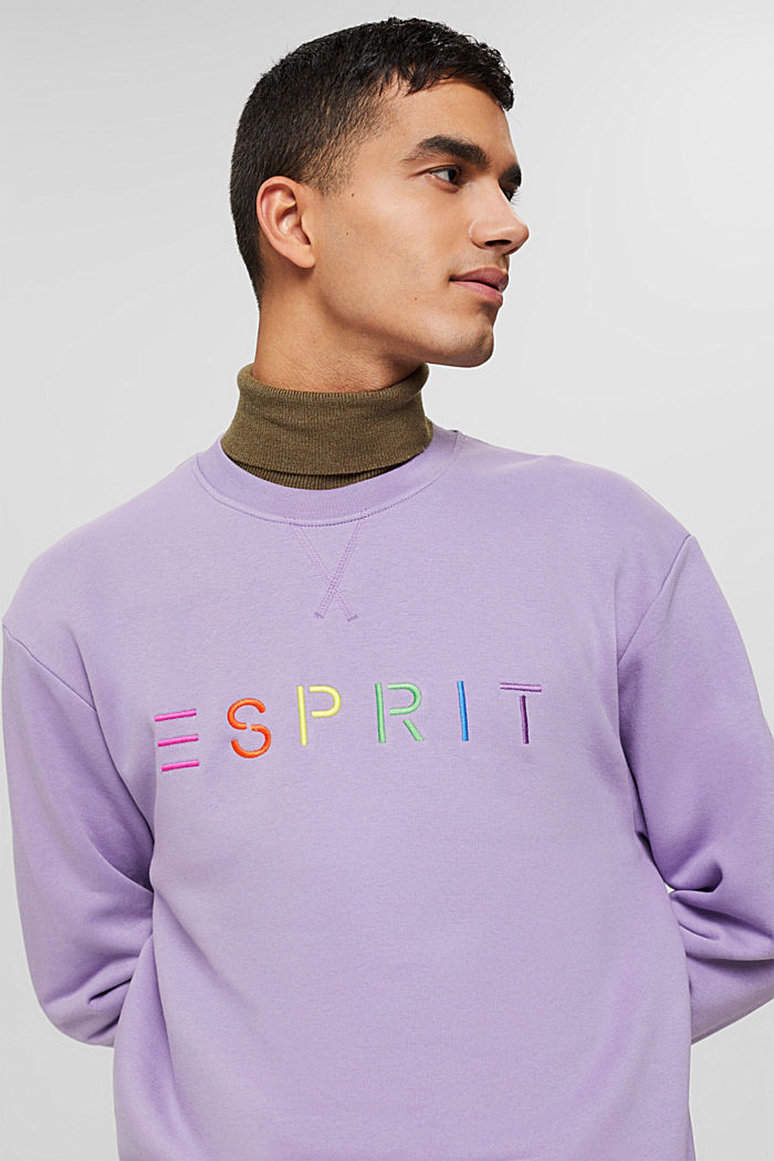 Gerecycled: sweatshirt met logoborduursel, LILAC, detail image number 5