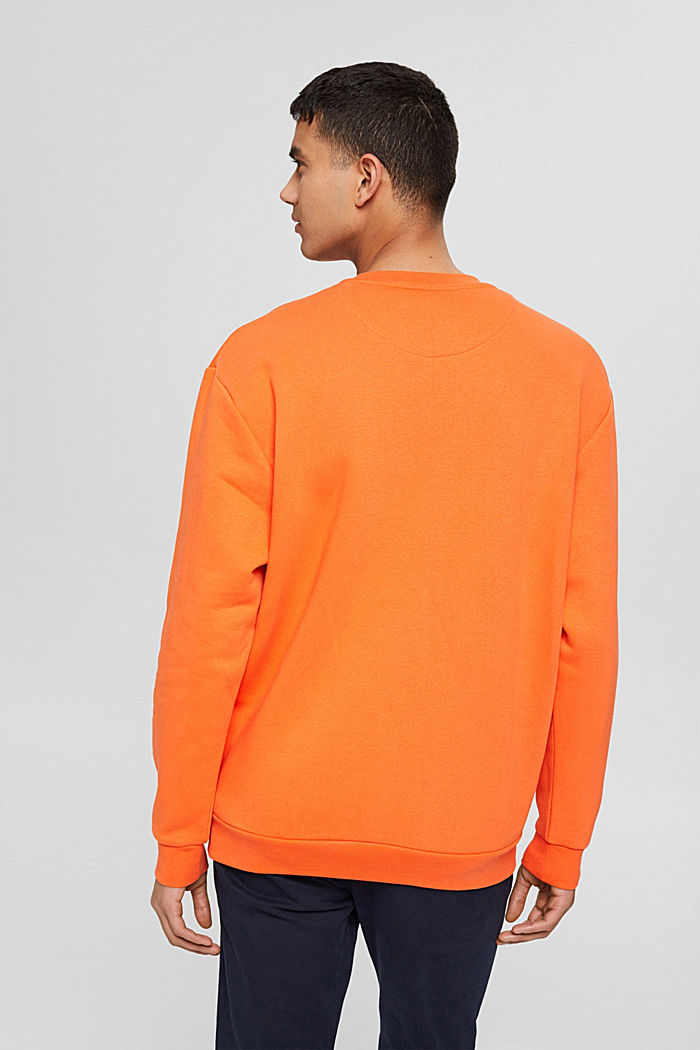 Gerecycled: sweatshirt met logoborduursel, BRIGHT ORANGE, detail image number 3