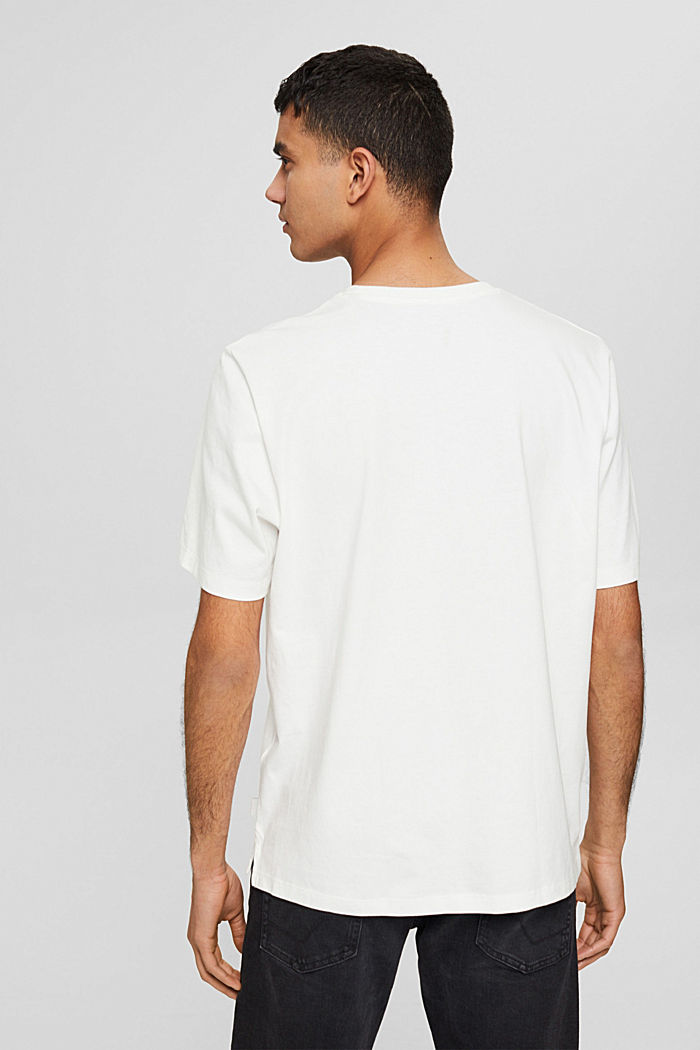 Jersey T-shirt met logoborduursel, OFF WHITE, detail image number 3