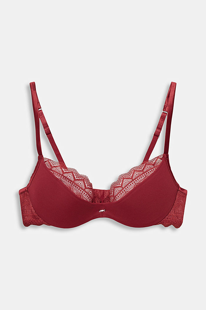 Recycled: padded, underwire bra with lace