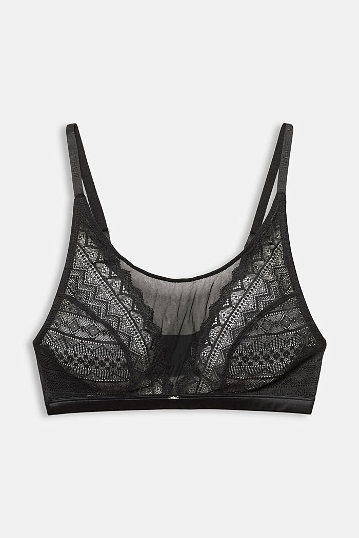 Non-wired crop top with lace, made of recycled material