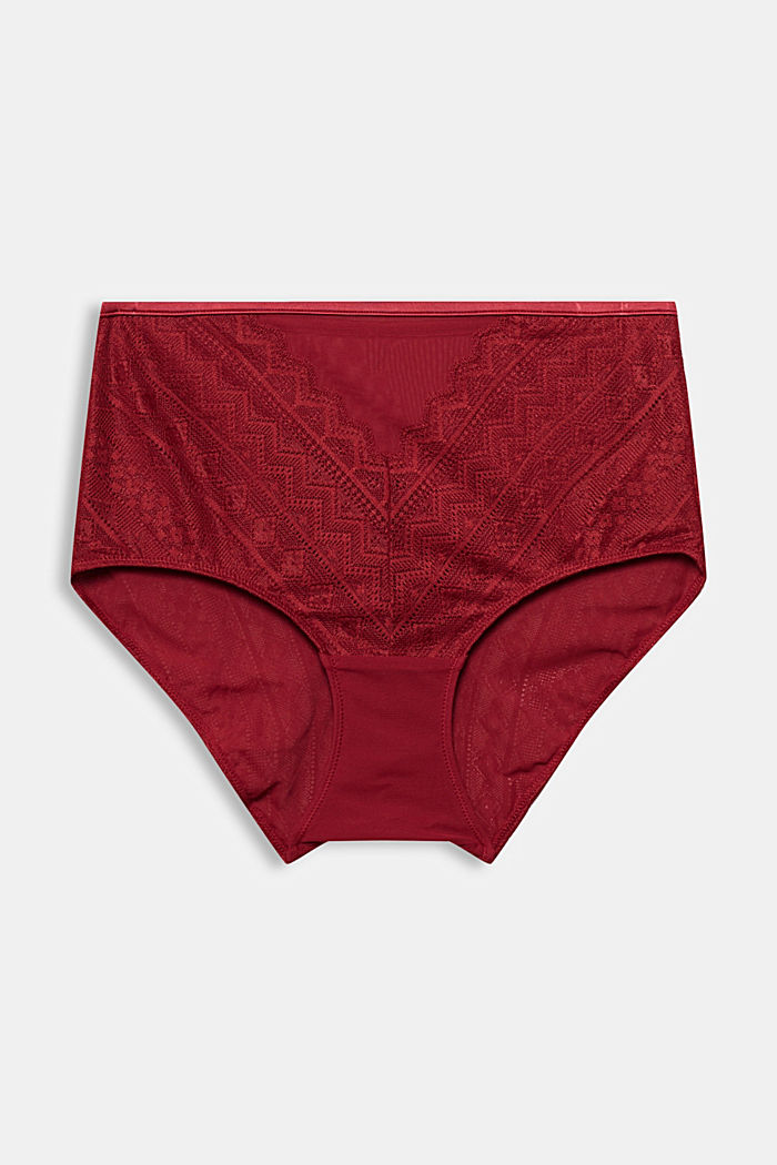 Gerecycled: hoge slip met kant, CHERRY RED, overview