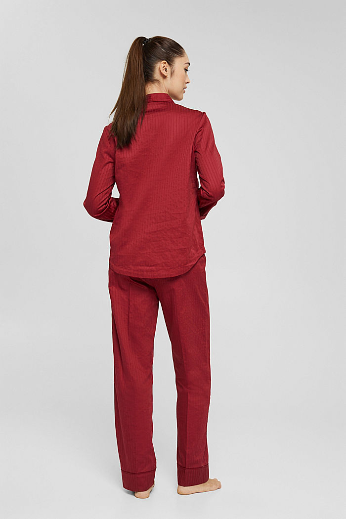 Lange pyjama van 100% katoen, CHERRY RED, detail image number 1