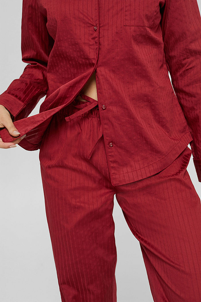 Lange pyjama van 100% katoen, CHERRY RED, detail image number 4