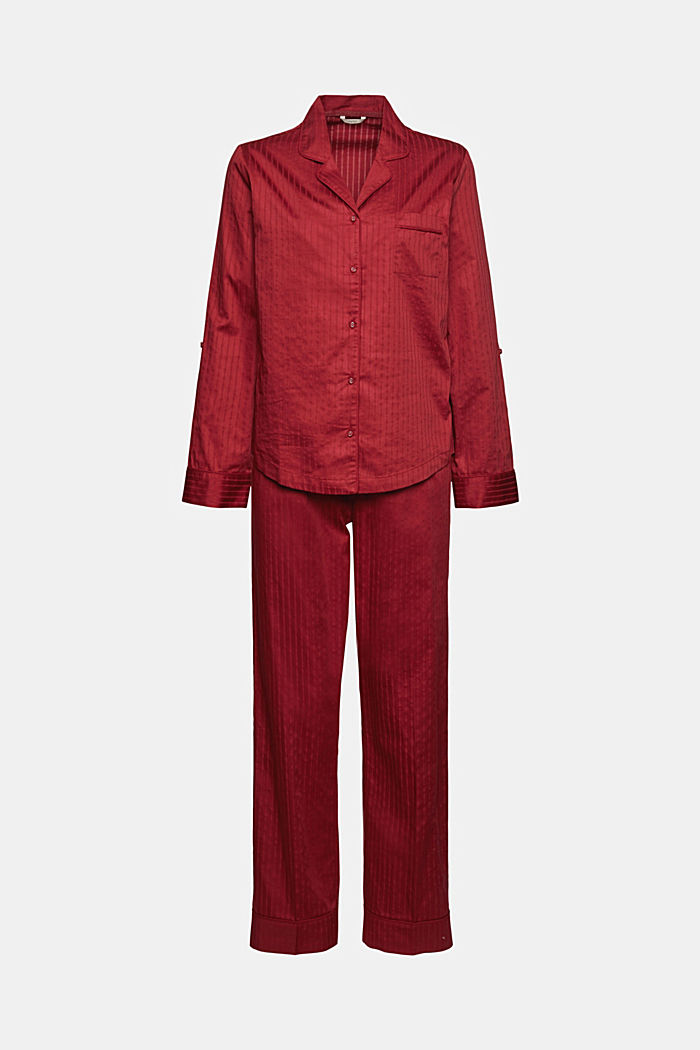 Lange pyjama van 100% katoen, CHERRY RED, overview