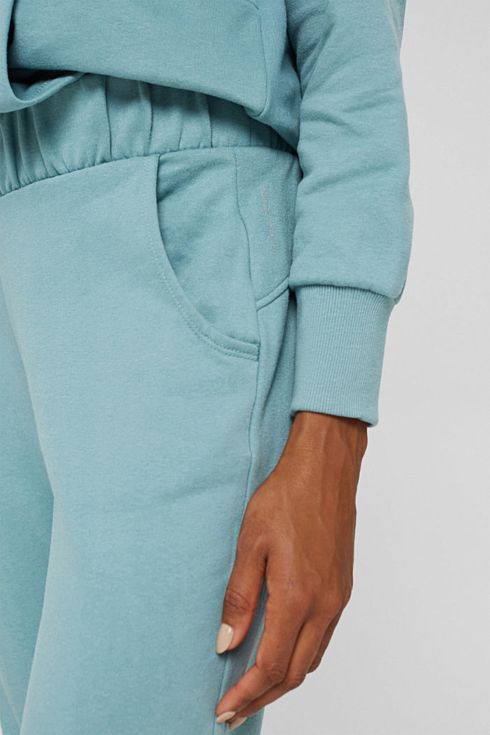 Tracksuit bottoms made of blended organic cotton, DARK TURQUOISE, detail image number 2