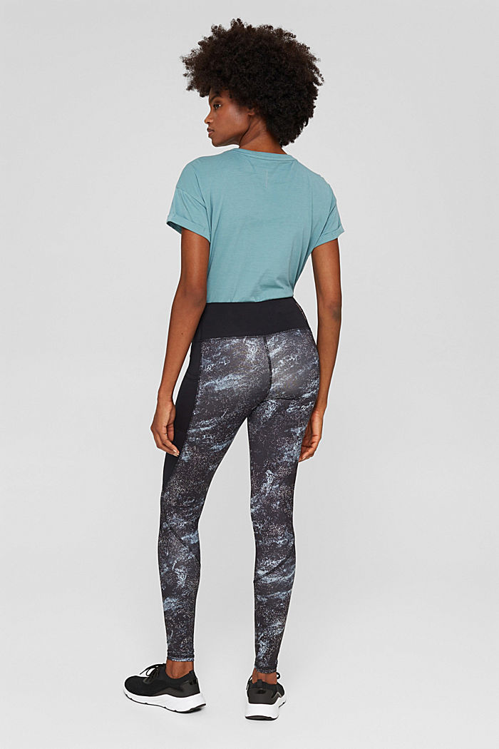 Gerecycled: legging met reflecterende print en E-Dry, BLACK, detail image number 3