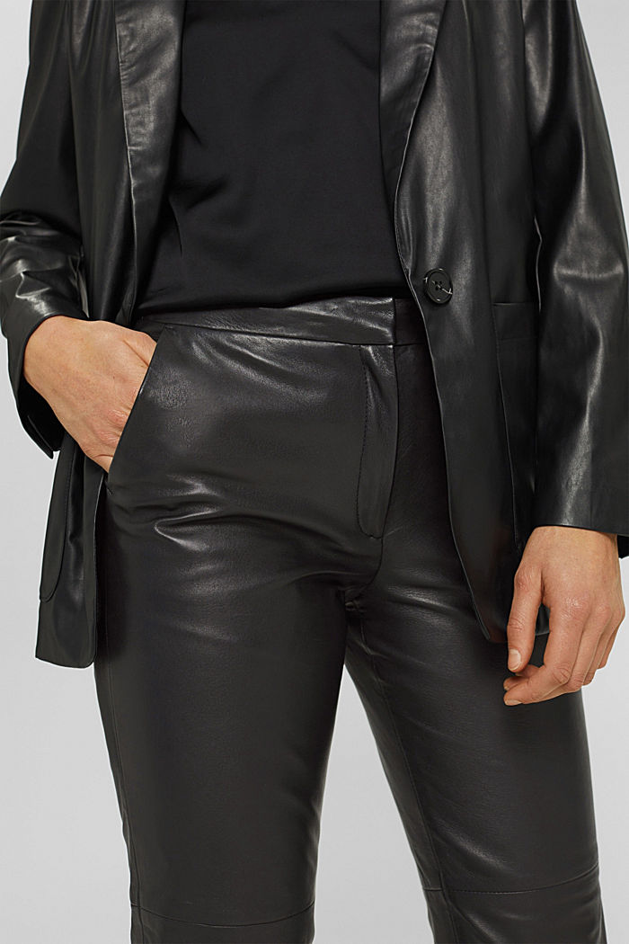 Aus Leder: Cropped Hose, BLACK, detail image number 2