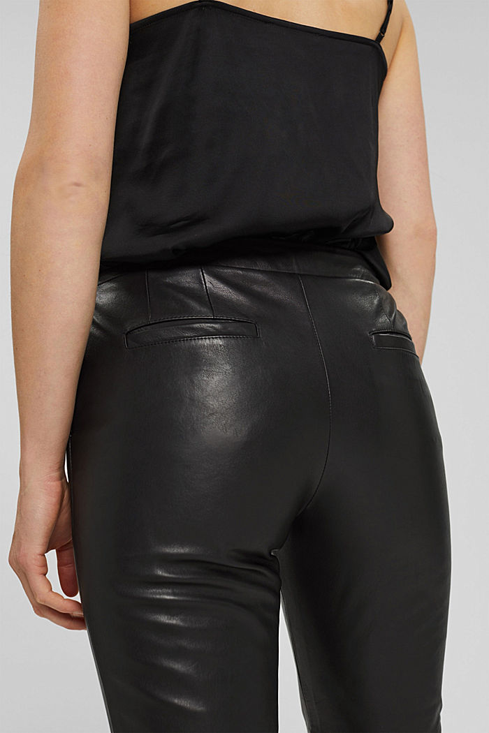 Aus Leder: Cropped Hose, BLACK, detail image number 5