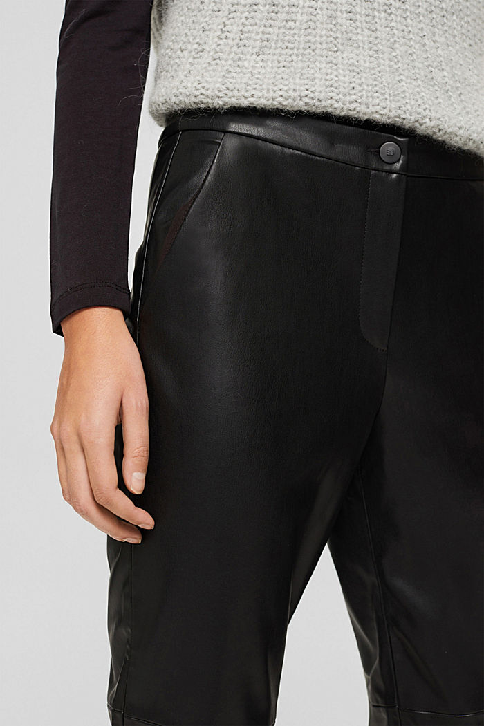Veganistisch: cropped broek van imitatieleer, BLACK, detail image number 2