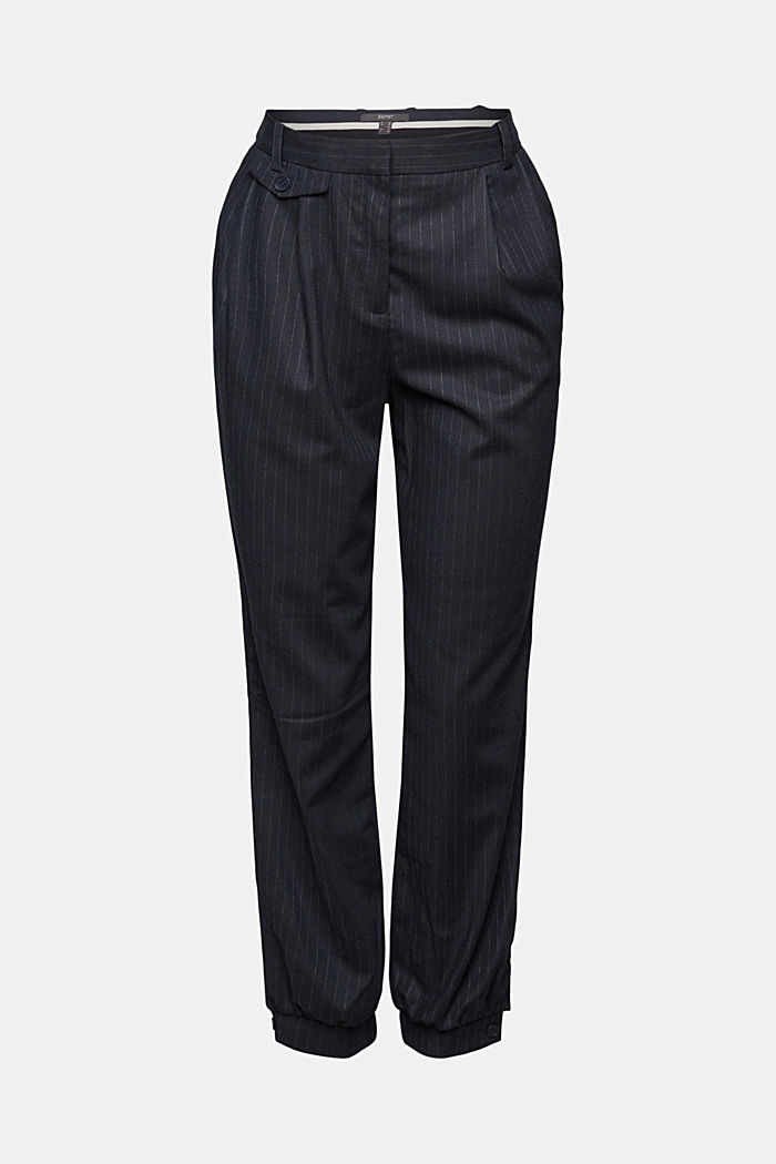 Made of recycled material: stretch trousers with pinstripes
